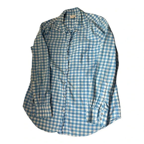 J. Crew Women's Blue Gingham Button Down Size Small - Picture 1 of 3